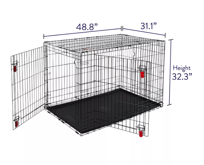 KONG® Ultra-Strong & Durable Double Door Wire Dog Crate w/ Divider Panel - Large, XL Dogs